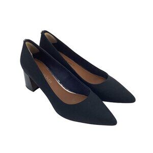 Donald Pliner Women's Navy Suzette -Stretch Crepe Pump Size 8M Patent Block Heel